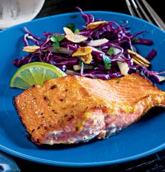 Miso Salmon with Lime-Ginger Glaze and Jicama Salad