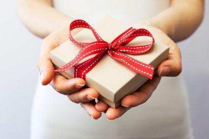 Woman holding gift