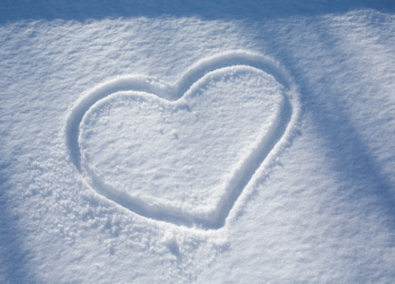 heart drawn in the snow