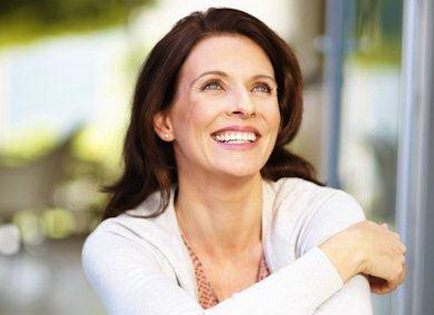 happy woman thinking positively