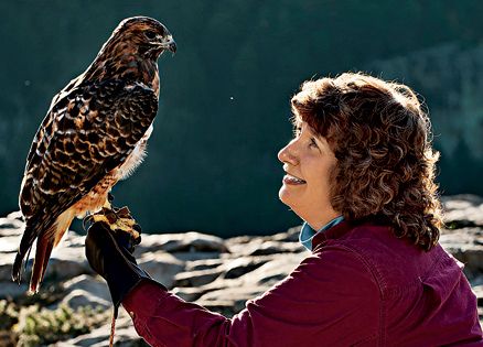 Maggie Engler and raptor