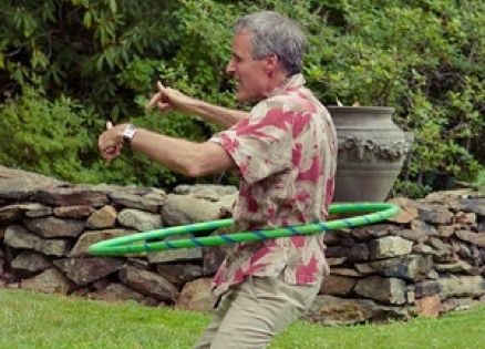 Prayer blogger Rick Hamlin spinning a Hula-Hoop