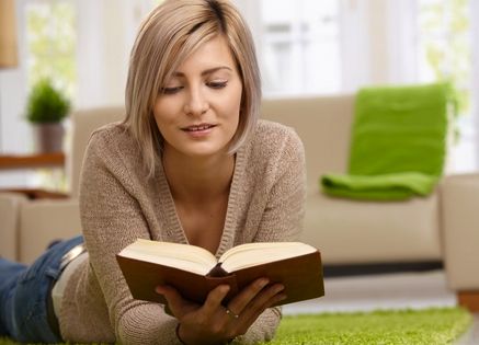 woman reading the Bible.