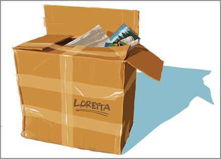 An artist's rendering of the carton that was returned to Loretta