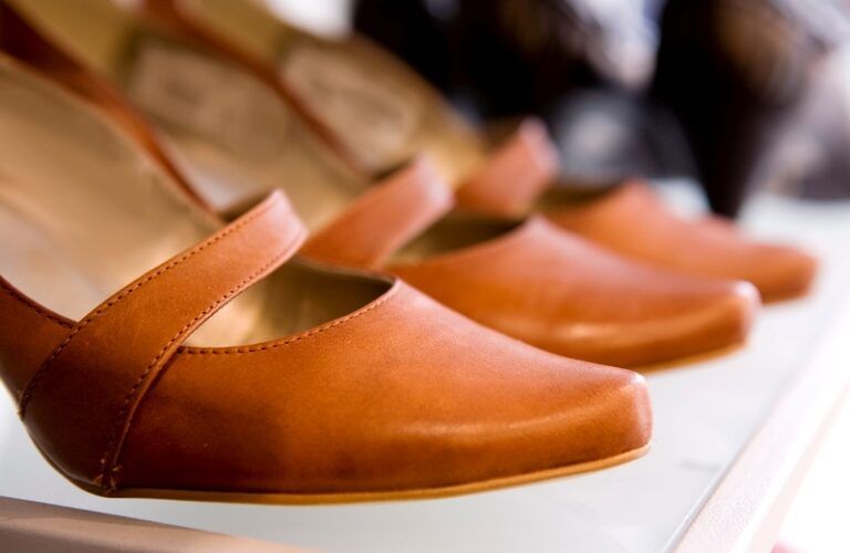 Close-up of a pair of brown shoes