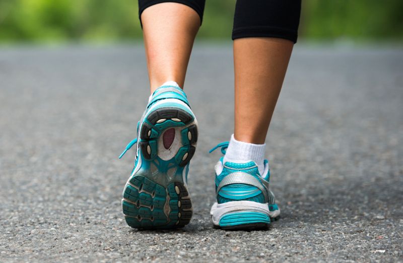 close-up of woman walking