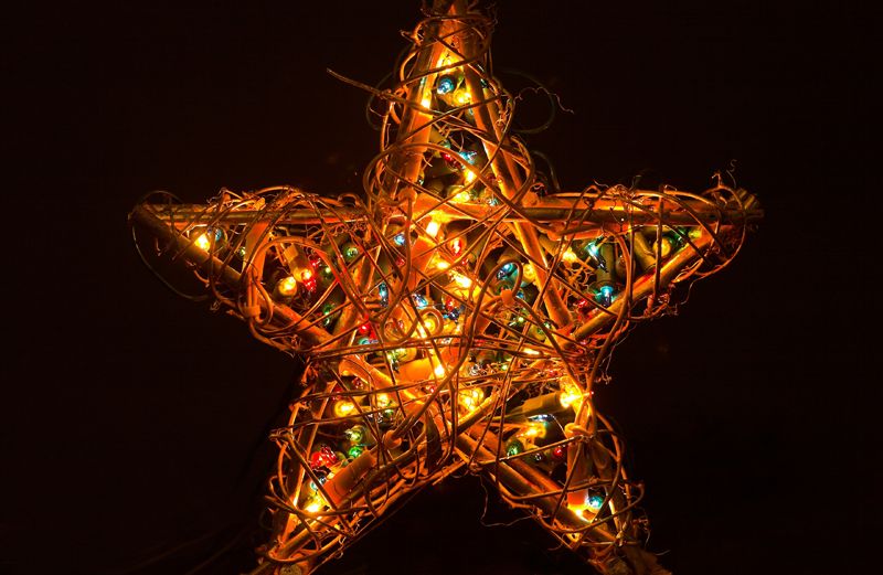 A star illuminated by many Christmas lights