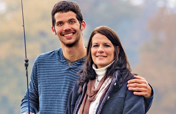 Sam, all grown up, with his mom at Lake Hobart, Indiana, near his home today.