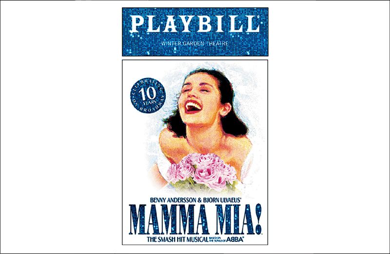 A Playbill from the Broadway production of "Mamma Mia!"