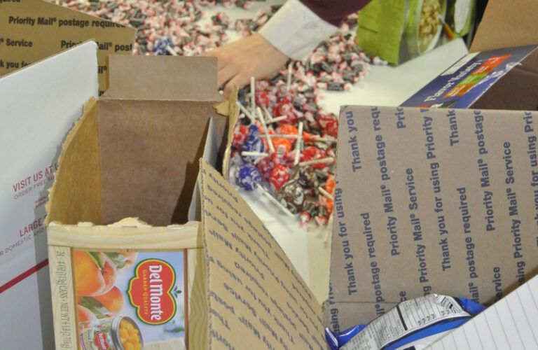 Packing boxes for our military men and women