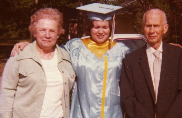 Pam Hanson, Great Aunt Carrie and a friend at Hanson's high school graduation