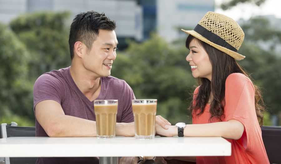 man and woman on a date