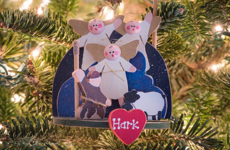 Angels as wooden ornaments. Photo by Judy Royal Glenn.