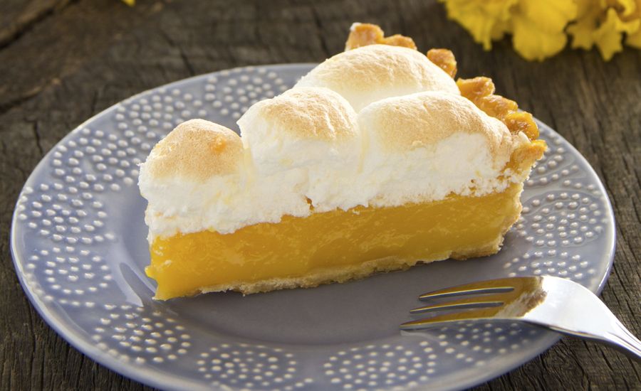 A slice of lemon meringue pie