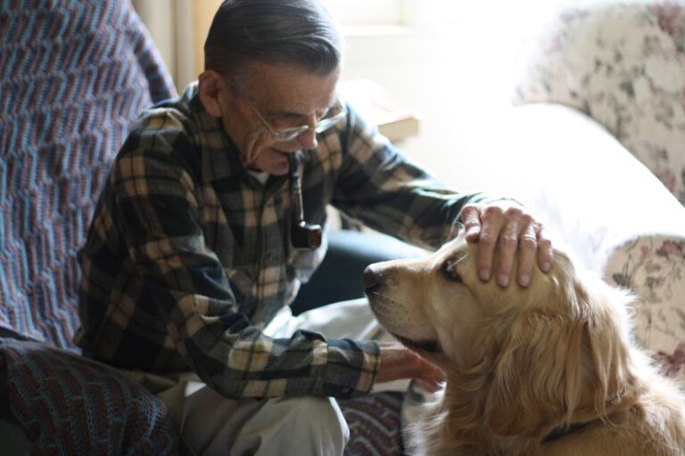 Peggy's father-in-law, Ed, with Moses.