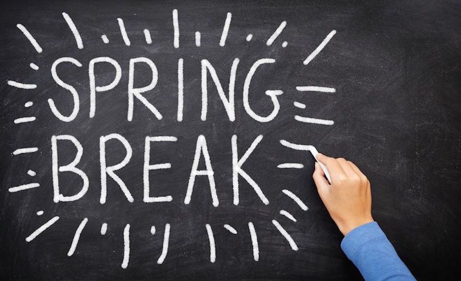 Spring break on chalkboard. Photo from 123RF(r).