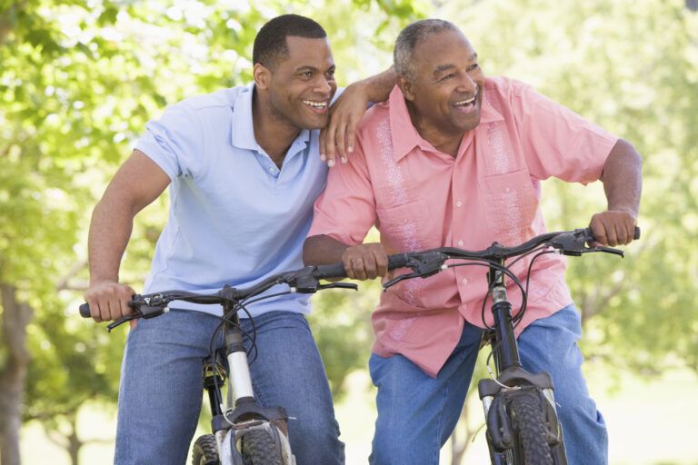 Father and son taking a bike ride on Father's Day