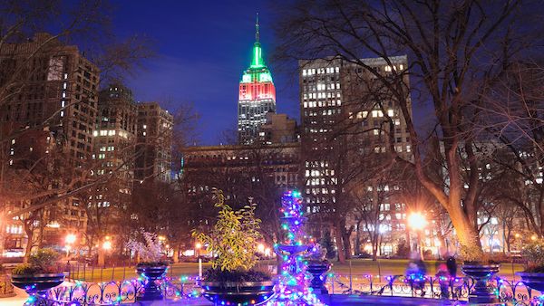 New York City decorated at Christmas.