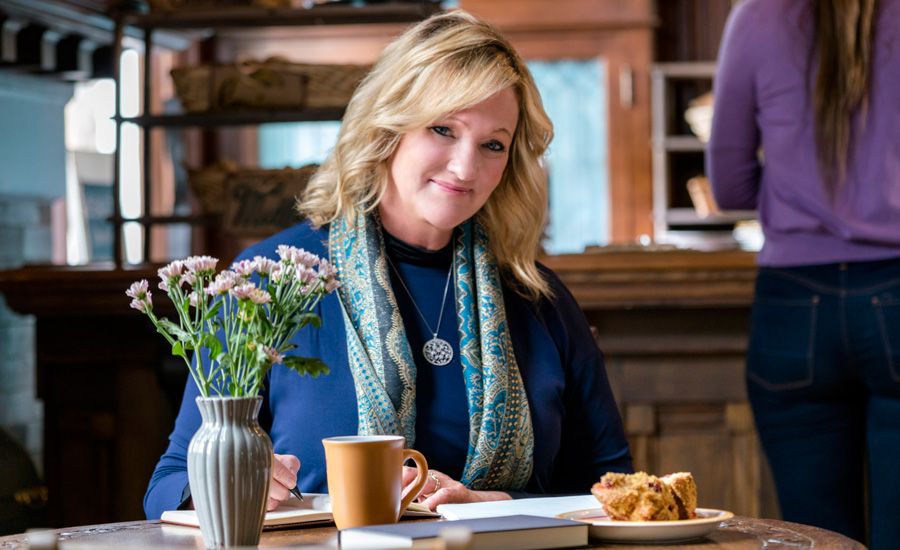 Karen Kingsbury in Hallmarks Christmas movie The Bridge