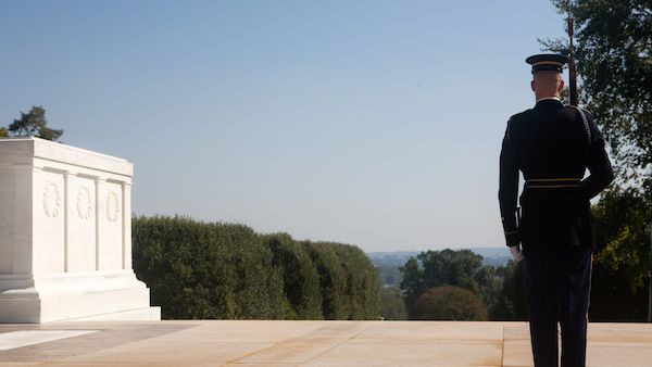 The Tomb of the Unknown Soldier at Arlington National Cemetery.