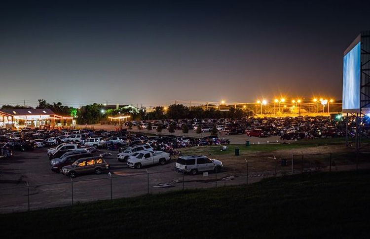 The Coyote Drive-in lights up the night sky in downtown Fort Worth.