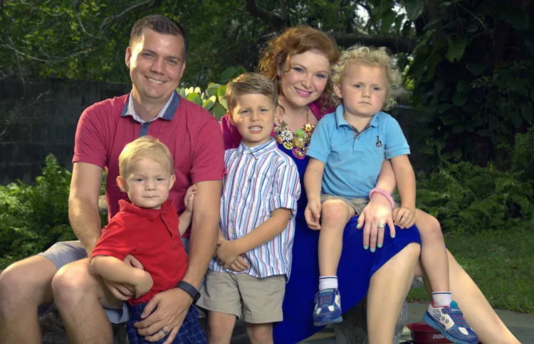 Ashley with her husband, Erick Smith, and sons (l-r) Andrew, Skyler and Ethan Smith