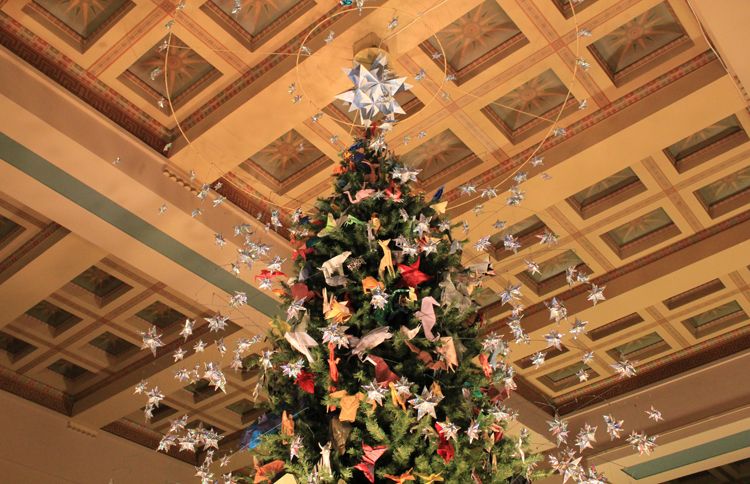 Guideposts: This tree at the American Museum of Natural History is festooned with origami models inspired by the items in the museum's exhibitions.