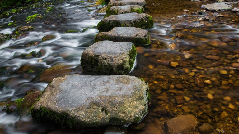 Stepping stones across a stream