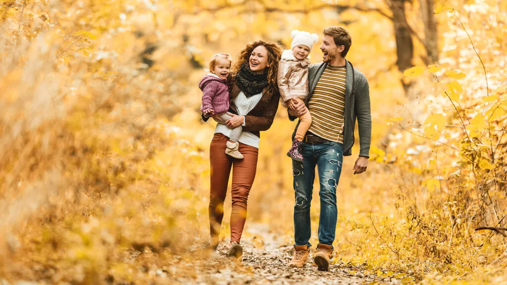 Family going on nature walk