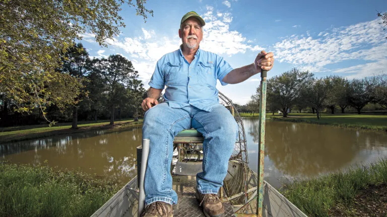 Mark airboating on the Tigner Reservoir