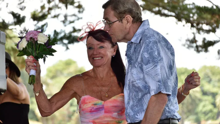 Linda and Mick renewing their wedding vows.