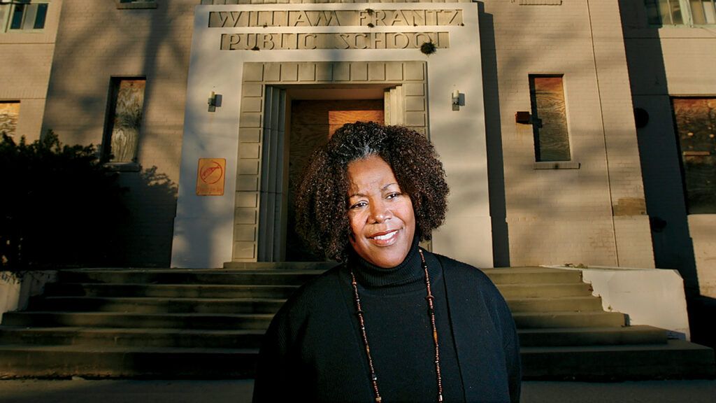 Ruby Bridges Hall in front of WIlliam Frantz Public School