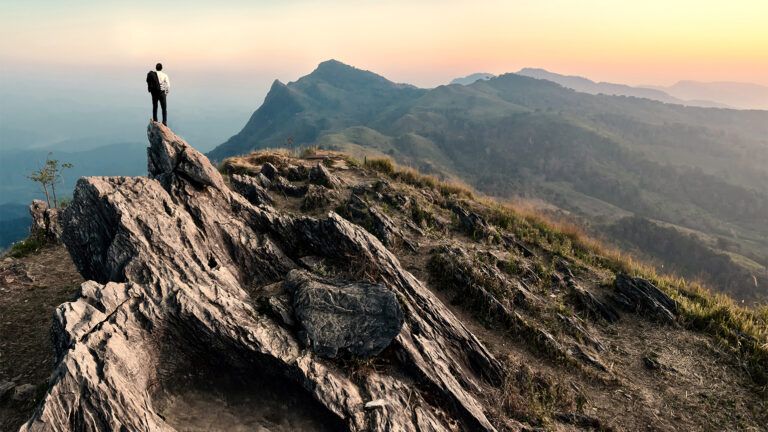 Man standing on a cliff