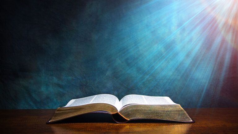 Light shining on a Bible