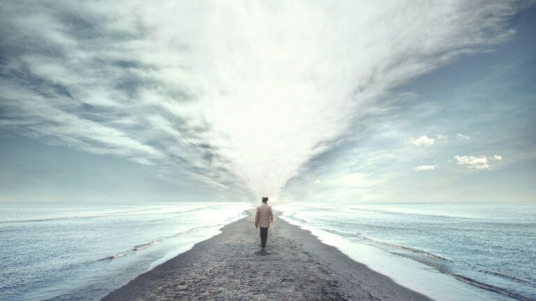 A man alone on a beach