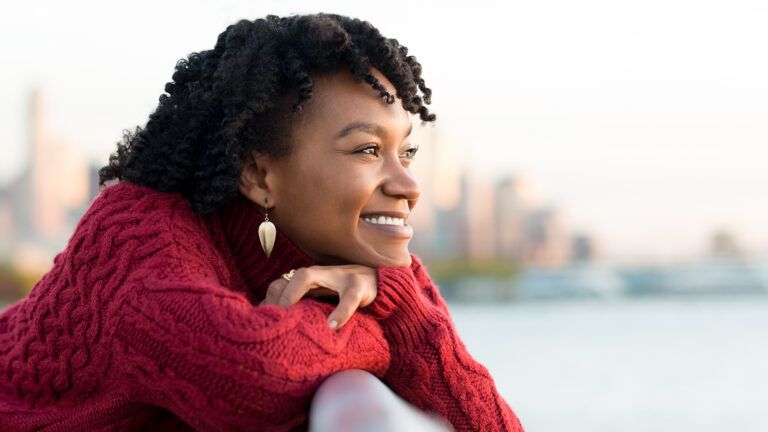 A smiling and serene women