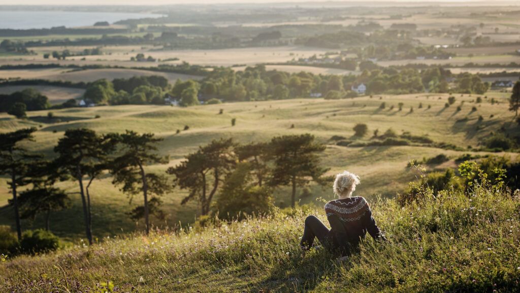 Woman looking out at breathtaking landscape