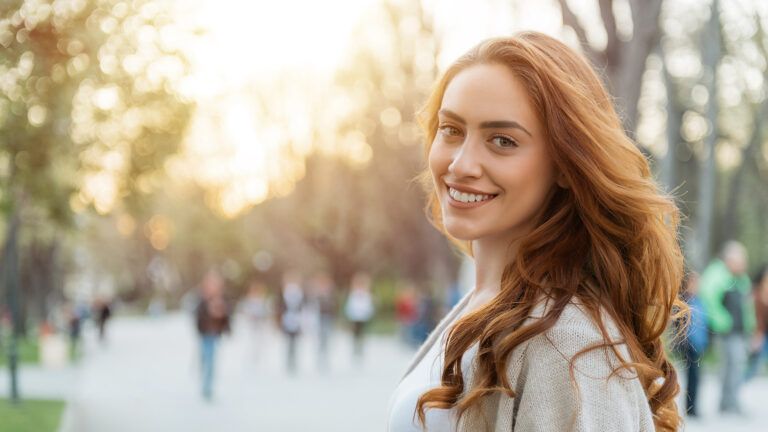 A smiling woman