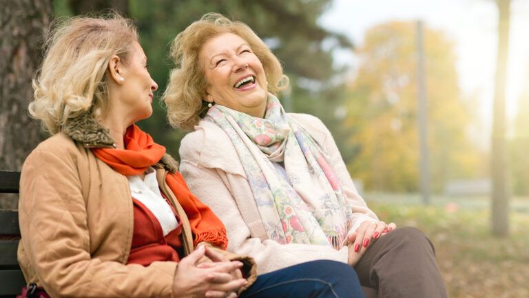 Two women laughing