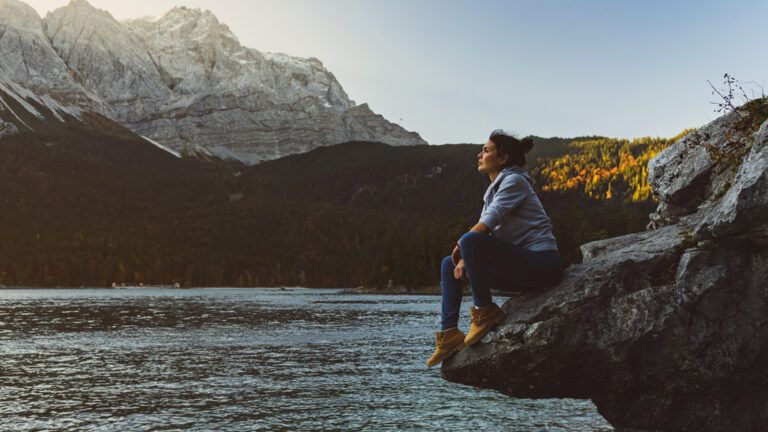 Peaceful woman outdoors