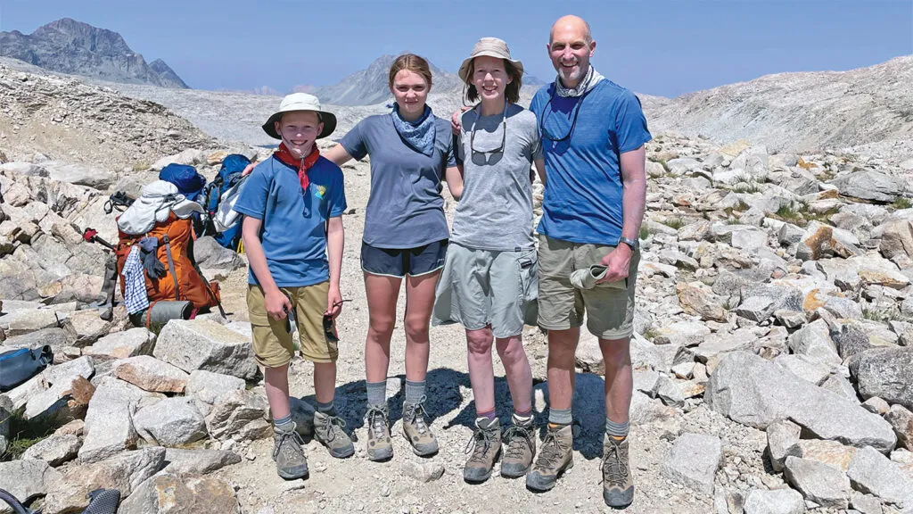 Jim Hinch and family at Muir Pass; photo courtesy Jim Hinch