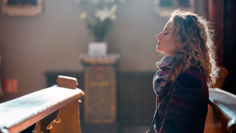 A woman in church