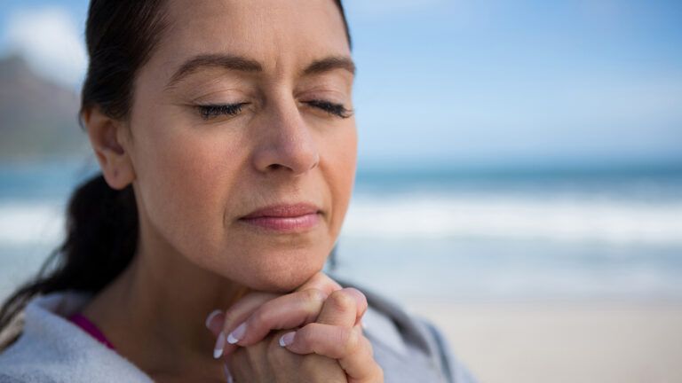 A woman prays