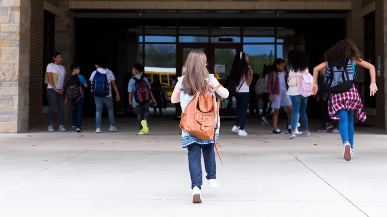 A girl on the first day of school