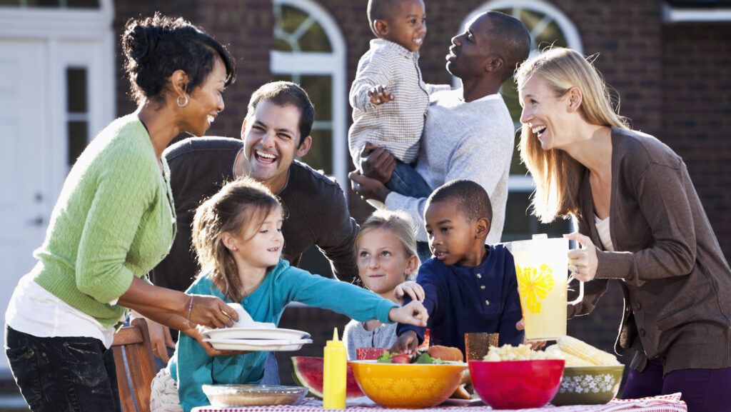 Neighbors gathering together