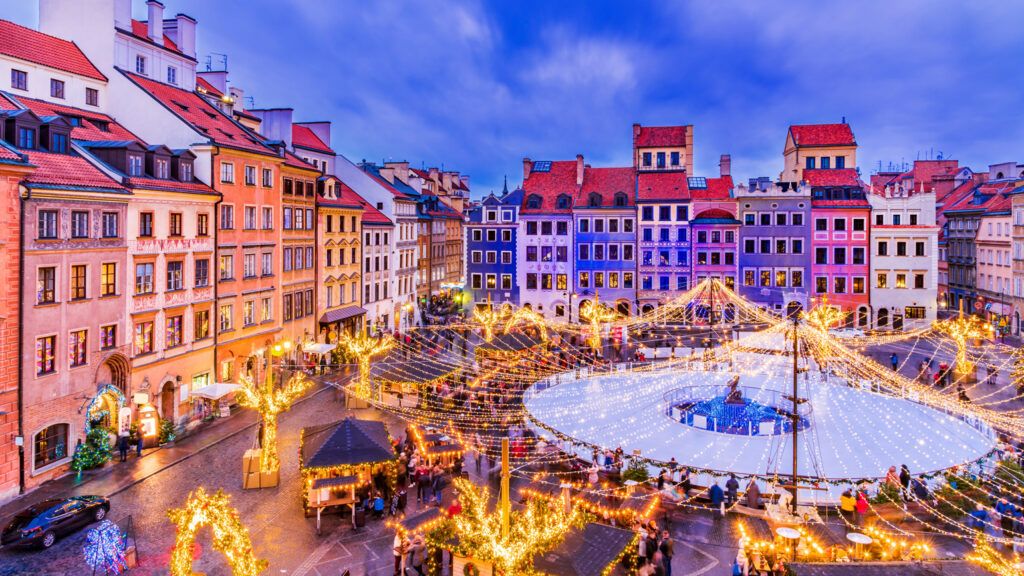 Christmas market in Warsaw, Poland.