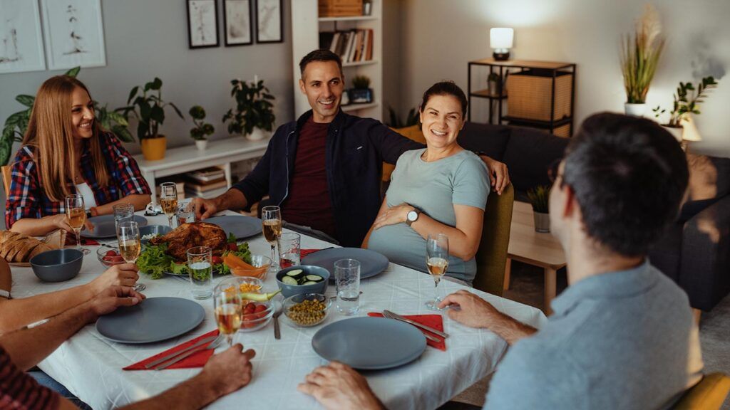 A family celebrates the new year